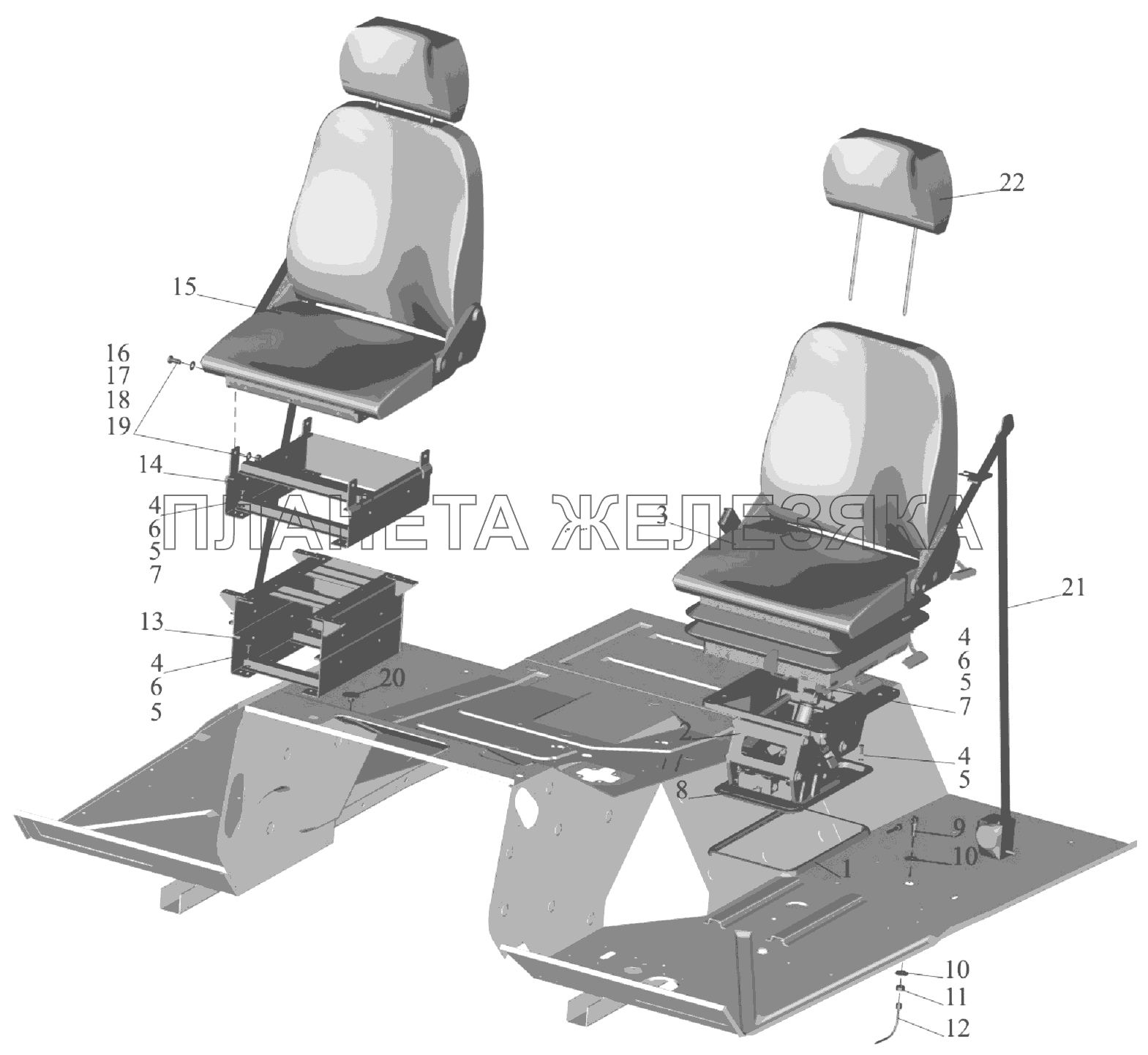 Установка и пневмопитание сидений 5551-6800006-040 МАЗ-6303A3, 6303A5